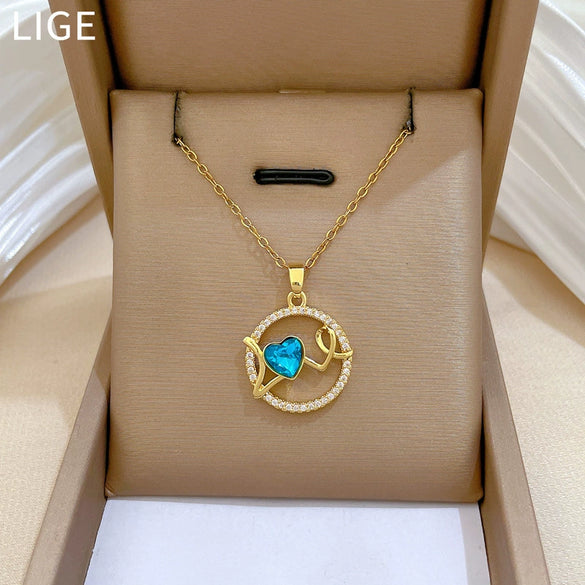 Necklace Stainless Steel Copper Geometric Heart Love Cartoon Minimalist