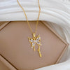 Necklace Stainless Steel Copper Geometric Hollow Butterfly Full Diamond Light Luxury Elegant Gorgeous Unisex