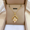 Necklace Stainless Steel Copper Geometric Hollow Oil Dropping Flowers Light Luxury Elegant Gorgeous Allmatch Clavicle Chain Unisex