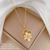 Necklace Stainless Steel Copper Geometric Hollow Oil Dropping Flowers Light Luxury Elegant Gorgeous Allmatch Clavicle Chain Unisex