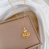 Necklace Stainless Steel Copper Geometric Hollow Shell With Beads Light Luxury Temperament Gorgeous Unisex Allmatch Clavicle Chain