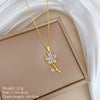 Necklace Stainless Steel Copper Geometric Leaf Flower Full Diamond Light Luxury Elegant Gorgeous Allmatch Clavicle Chain Unisex
