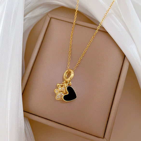 Necklace Stainless Steel Copper Geometric Light Luxury Love Puppy Paw Design