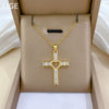 Necklace Stainless Steel Copper Geometric Love Cross Full Diamond Light Luxury Temperament Gorgeous Unisex
