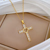 Necklace Stainless Steel Copper Geometric Love Cross Full Diamond Light Luxury Temperament Gorgeous Unisex
