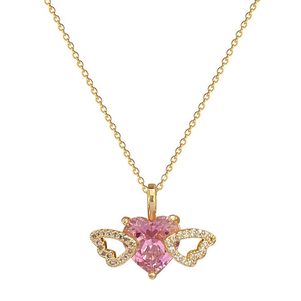 Necklace Stainless Steel Copper Geometric Love Wings Hollow Design For Women