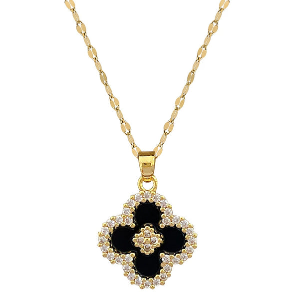 Necklace Stainless Steel Copper Geometric Lucky Grass Flower Light Luxury Elegant Gorgeous Unisex