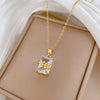 Necklace Stainless Steel Copper Geometric Rectangular Leaf Style