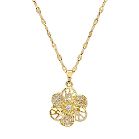 Necklace Stainless Steel Copper Geometric Rotating Flower Electroplating Women's