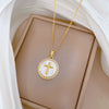 Necklace Stainless Steel Copper Geometric Round Cross Luxury Minimalist Unisex