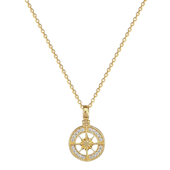 Necklace Stainless Steel Copper Geometric Round Star Flower Light Luxury Style Unisex