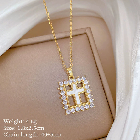 Necklace Stainless Steel Copper Geometric Square Cross Light Luxury Elegant Gorgeous Cartoon Minimalist Unisex