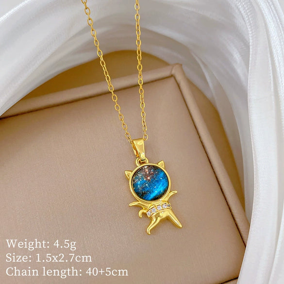 Necklace Stainless Steel Copper Geometric Star Cat Cartoon Minimalist Light Luxury Elegant Gorgeous Unisex