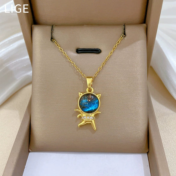 Necklace Stainless Steel Copper Geometric Star Cat Cartoon Minimalist Light Luxury Elegant Gorgeous Unisex