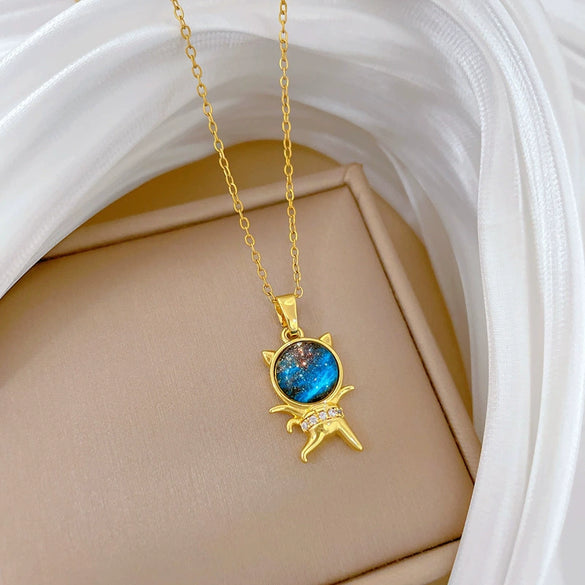 Necklace Stainless Steel Copper Geometric Star Cat Cartoon Minimalist Light Luxury Elegant Gorgeous Unisex