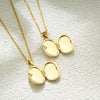 Necklace Stainless Steel Copper Gold Inlaid Oval Openable Photo Album Sun Moon Devil Eye Retro Chic Geometric