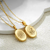 Necklace Stainless Steel Copper Gold Inlaid Oval Openable Photo Album Sun Moon Devil Eye Retro Chic Geometric