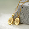 Necklace Stainless Steel Copper Gold Inlaid Oval Openable Photo Album Sun Moon Devil Eye Retro Chic Geometric