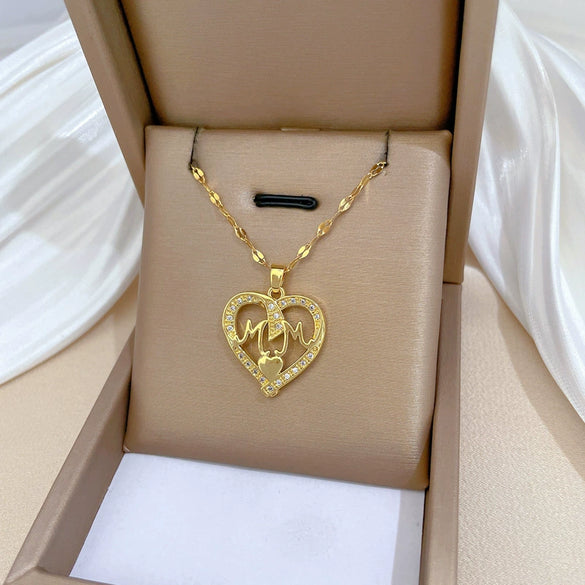 Necklace Stainless Steel Copper Heart Geometric Light Luxury Style