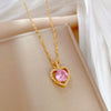Necklace Stainless Steel Copper Heart Geometric Microencrusted Diamond Electroplated For Women