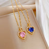 Necklace Stainless Steel Copper Heart Geometric Microencrusted Diamond Electroplated For Women