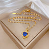 Necklace Stainless Steel Copper Heart Geometric Microencrusted Diamond Electroplated For Women