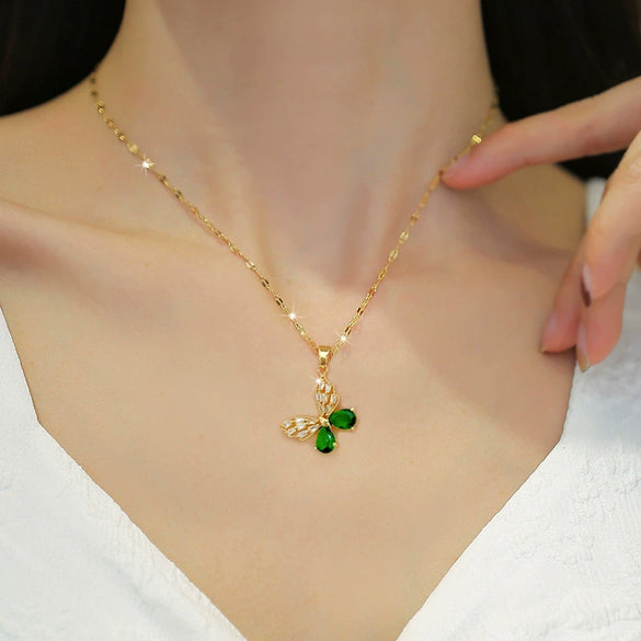 Necklace Stainless Steel Copper Hollow Butterfly Geometric Electroplating Women's