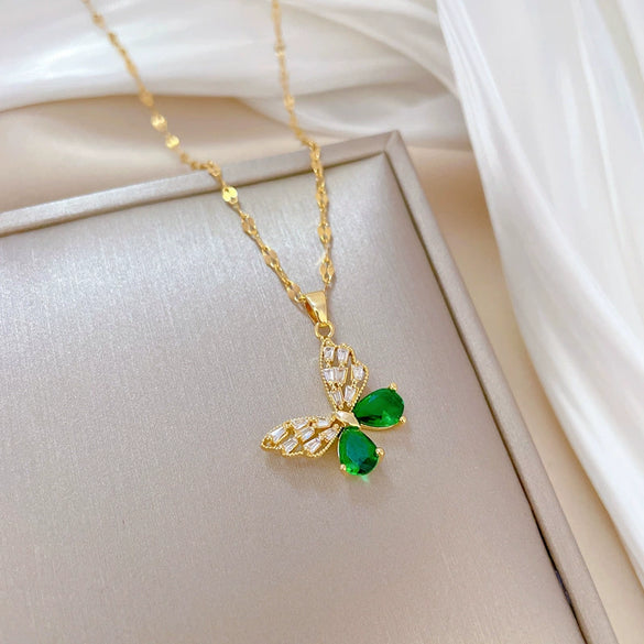 Necklace Stainless Steel Copper Hollow Butterfly Geometric Electroplating Women's