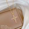 Necklace Stainless Steel Copper Pearl Cross Geometric Style