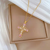 Necklace Stainless Steel Copper Pearl Cross Geometric Style