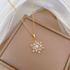 Necklace Stainless Steel Copper Pearl Flower Zircon Geometric Light Luxury Elegant Gorgeous Unisex