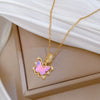 Necklace Stainless Steel Copper Pink Butterfly Zircon Geometric Cartoon Minimalist Light Luxury Elegant Gorgeous Unisex