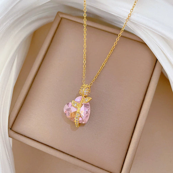 Necklace Stainless Steel Copper Pink Love Rose Animal Zodiac Cartoon Style For Women And Men