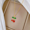Necklace Stainless Steel Copper Red Cherry Fruit Animal Zodiac Cartoon Style