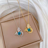 Necklace Stainless Steel Copper Sapphire Geometric Light Luxury Style