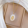 Necklace Stainless Steel Copper Shell Portrait Animal Zodiac Cartoon Style For Female