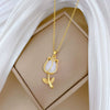Necklace Stainless Steel Copper White Tulip Animal Zodiac Light Luxury Elegant Gorgeous Unisex