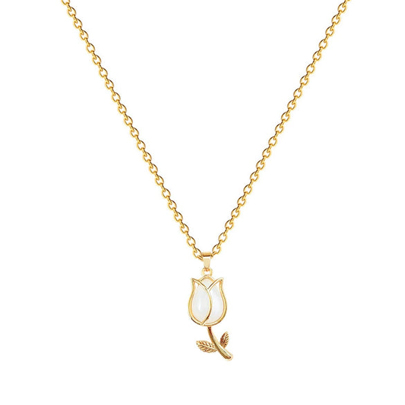Necklace Stainless Steel Copper White Tulip Animal Zodiac Light Luxury Elegant Gorgeous Unisex