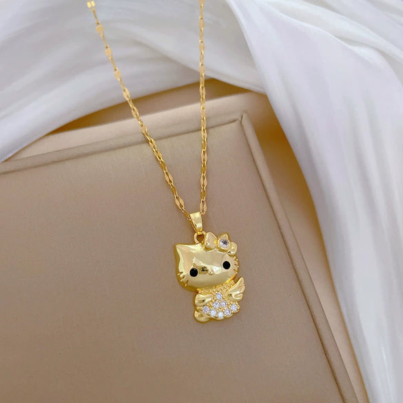 Necklace Stainless Steel Copper Wings Cat Geometric Light Luxury Elegant Gorgeous Unisex