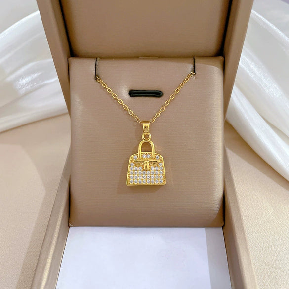 Necklace Stainless Steel Copper Zircon Geometric Light Luxury Elegant Gorgeous Allmatch Clavicle Chain For Women
