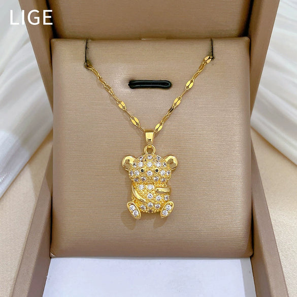 Necklace Stainless Steel Copper Zircon Geometric Light Luxury Elegant Gorgeous Unisex