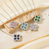 Necklace Stainless Steel Copper Zircon Twisted Chain Fourleaf Clover Leaves Diamond Style For Women
