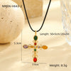 Necklace Stainless Steel Cross Diamond Electroplating Fashion Love Natural Stone Pendant