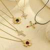 Necklace Stainless Steel Cross Diamond Electroplating Fashion Love Natural Stone Pendant