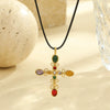 Necklace Stainless Steel Cross Diamond Electroplating Fashion Love Natural Stone Pendant