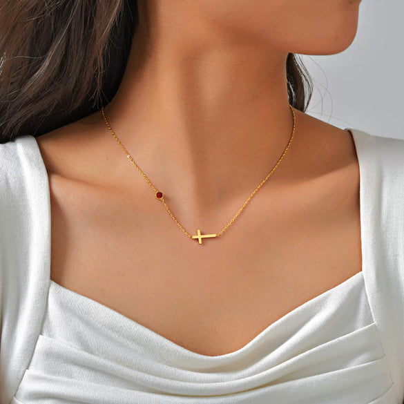 Necklace Stainless Steel Cross Geometric Niche Style Electroplating For Women