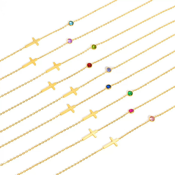 Necklace Stainless Steel Cross Geometric Niche Style Electroplating For Women