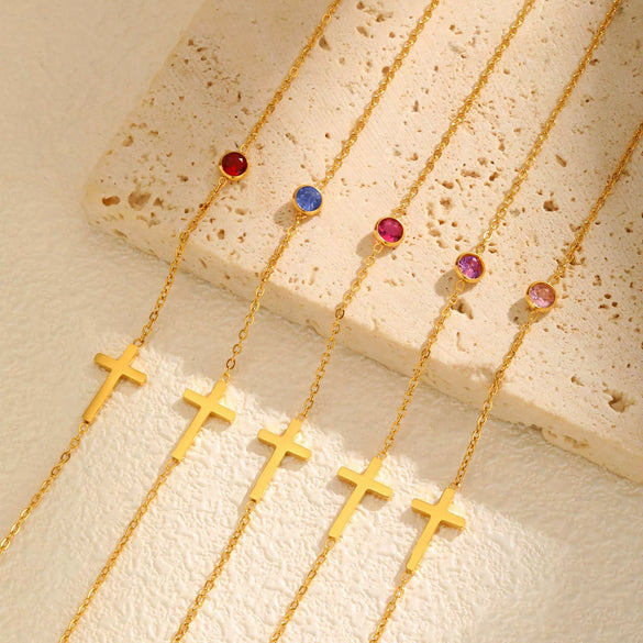 Necklace Stainless Steel Cross Geometric Niche Style Electroplating For Women