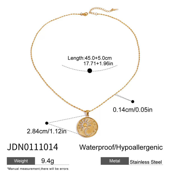 Necklace Stainless Steel Diamond Geometric Sun Moon Stars Pendant Jewelry Electroplating