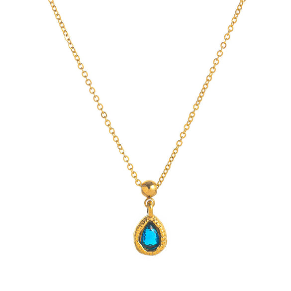 Necklace Stainless Steel Drop Shape Vacuum Plated 18K Gold Color